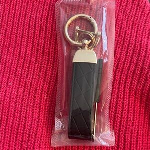 New Elegant Black PU Leather Keychain Accessory